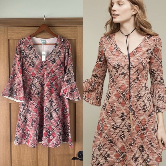Anthropologie Dresses & Skirts - NWT Maeve Anthropologie Erina Knit Bell Sleeve Swing Dress size M